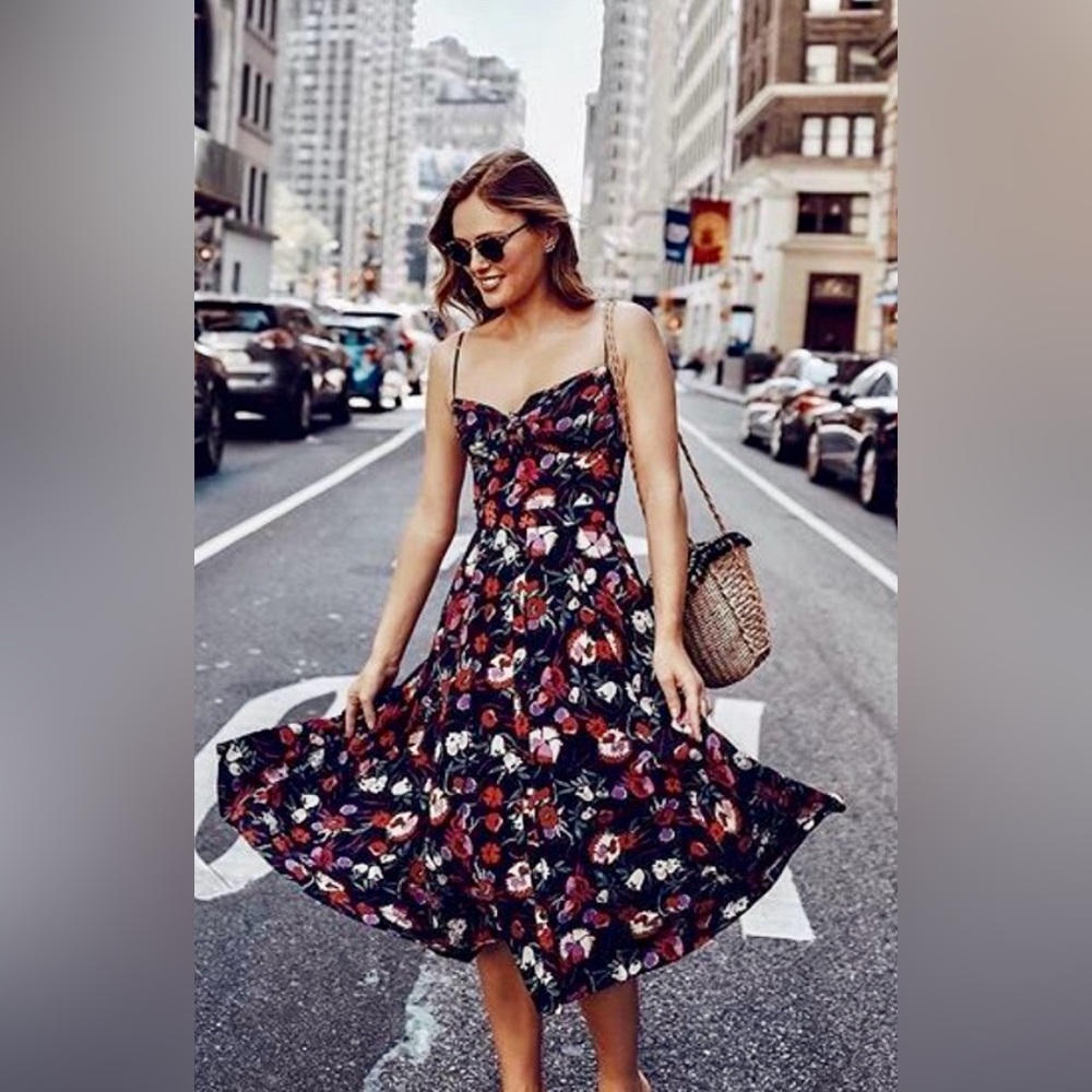 Anthropologie | Foxiedoxx Sleeveless Autumnal Floral Dainty Midi Slip Dress TB5